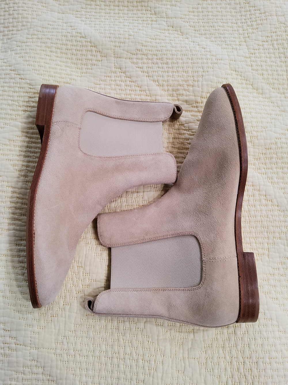 UNUTZER Venice Suede Chelsea Ankle Boots - Neutral Beige